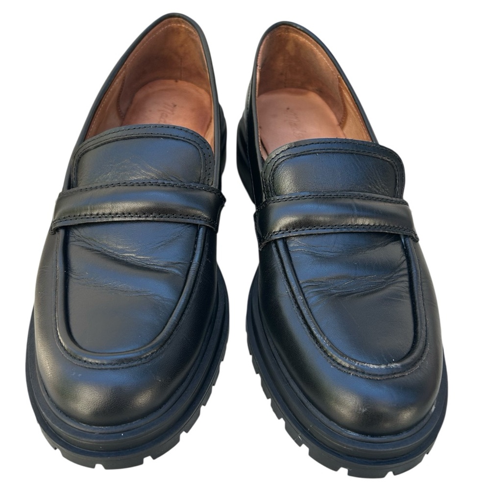 Madewell The Bradley Lugsole Leather Loafer Black Womens 9.5 Chunky Chic Stylish